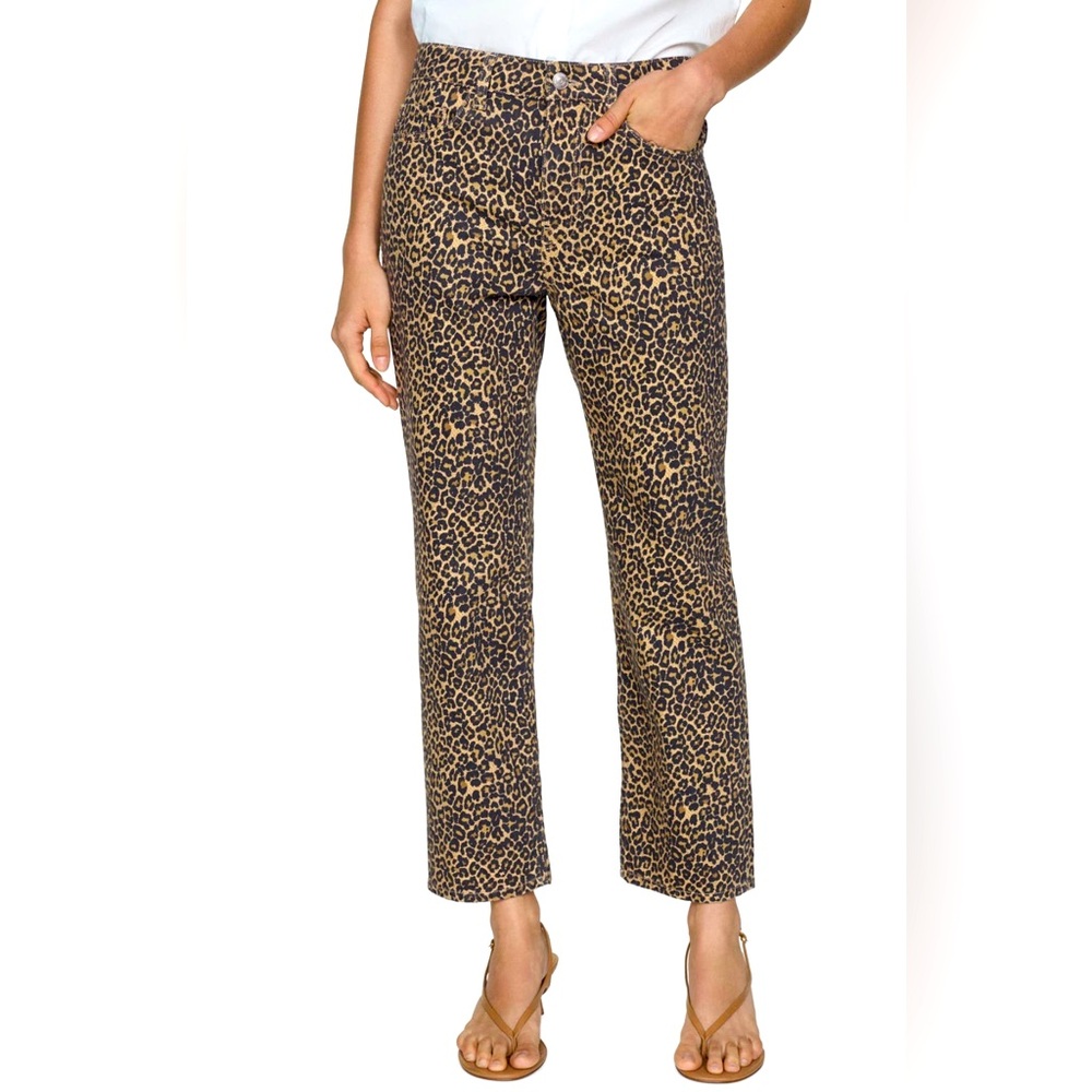 Mango Leopard Animal Print Denim Jeans Straight Leg Size 10 New!!
